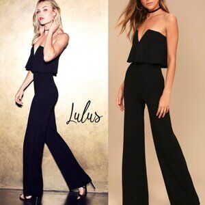 NWT Lulu’s Power of Love Black Strapless Jumpsuit S